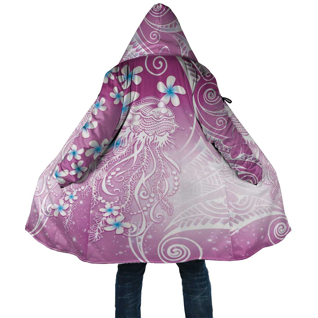 Polynesian Jellyfish Cloak With Plumeria Pink LT05 Unisex Pink - Polynesian Pride