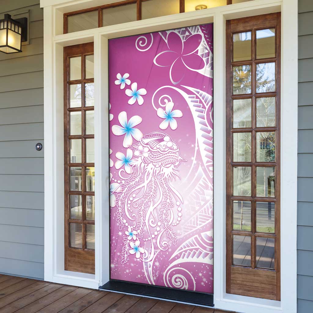 Polynesian Jellyfish Door Cover With Plumeria Pink LT05 - Polynesian Pride