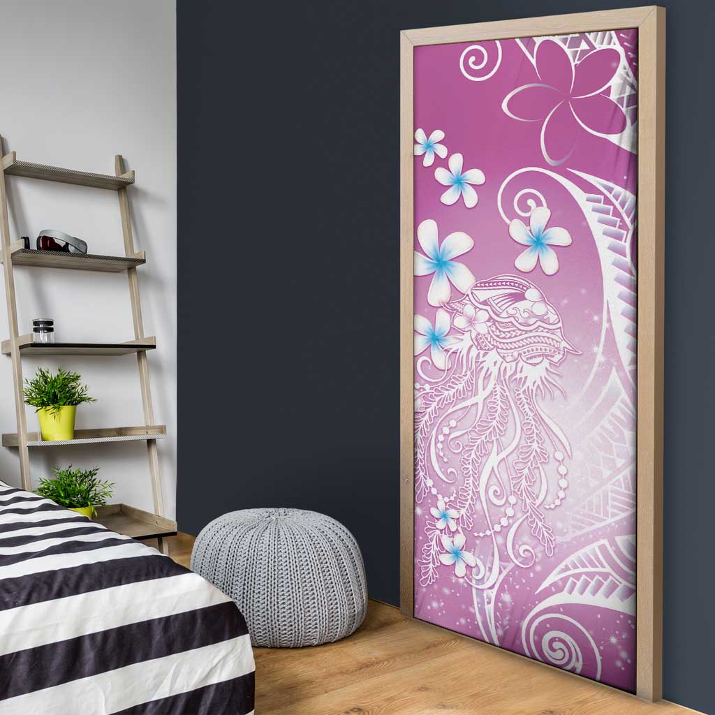 Polynesian Jellyfish Door Cover With Plumeria Pink LT05 - Polynesian Pride