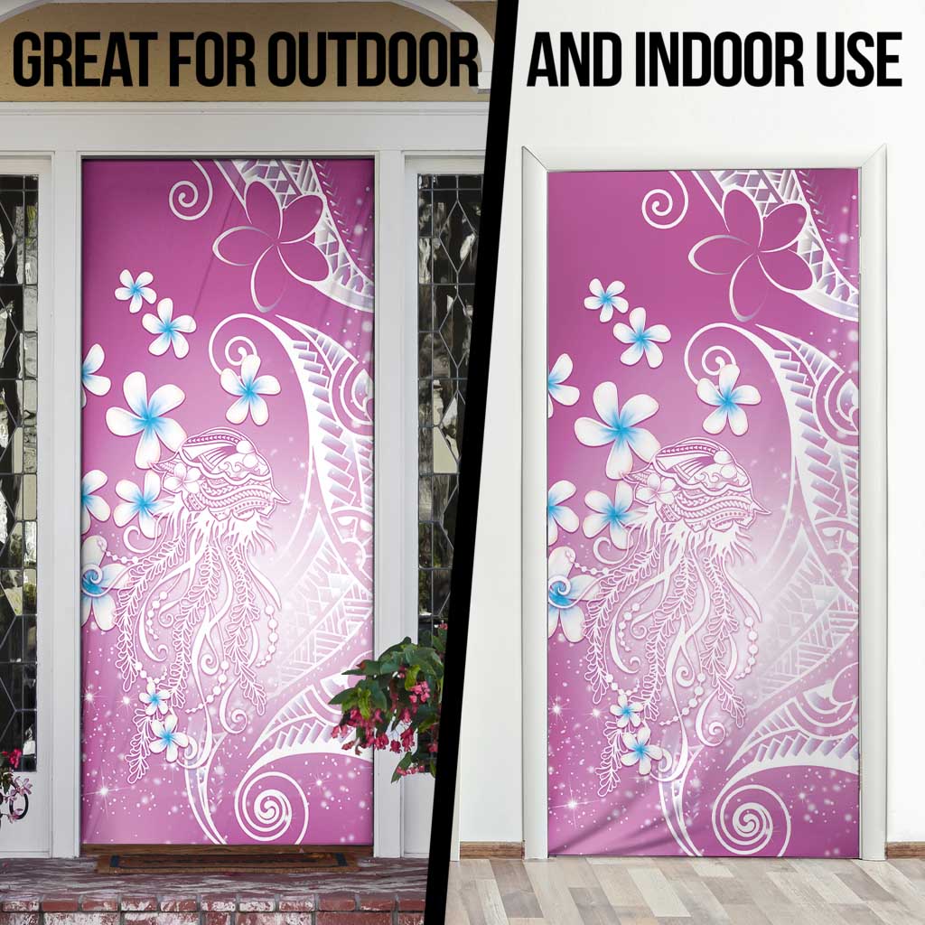 Polynesian Jellyfish Door Cover With Plumeria Pink LT05 - Polynesian Pride