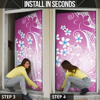 Polynesian Jellyfish Door Cover With Plumeria Pink LT05 - Polynesian Pride