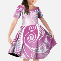 Polynesian Jellyfish Family Matching Mermaid Dress and Hawaiian Shirt With Plumeria Pink