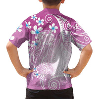 Polynesian Jellyfish Family Matching Tank Maxi Dress and Hawaiian Shirt With Plumeria Pink