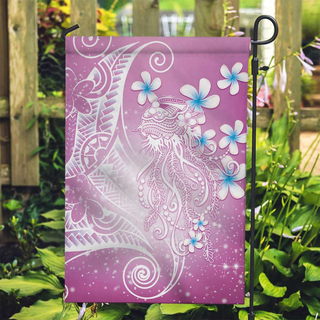 Polynesian Jellyfish Garden Flag With Plumeria Pink LT05 Garden Flag Pink - Polynesian Pride