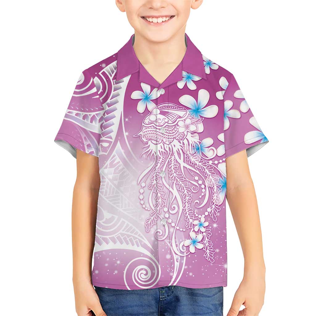 Polynesian Jellyfish Hawaiian Shirt With Plumeria Pink LT05 - Polynesian Pride