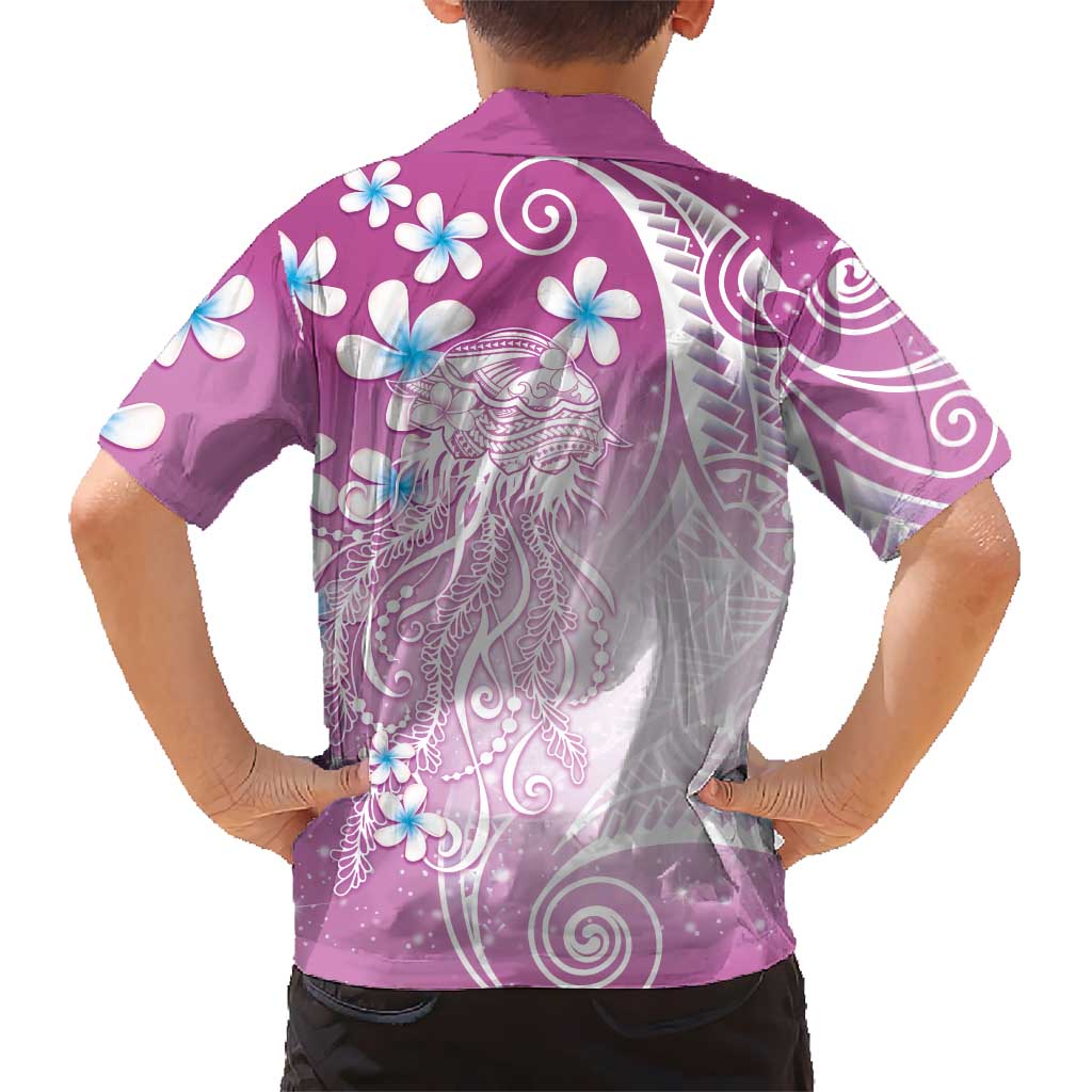 Polynesian Jellyfish Hawaiian Shirt With Plumeria Pink LT05 - Polynesian Pride