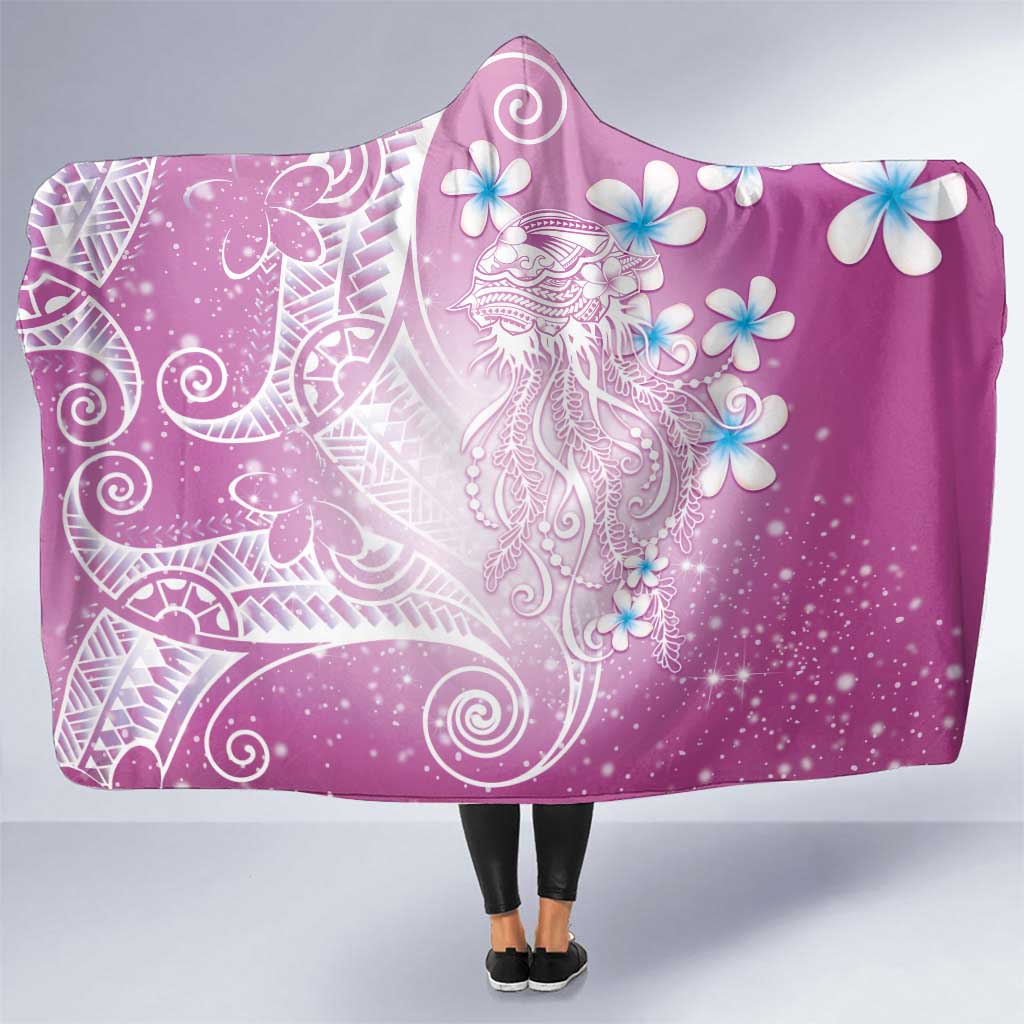 Polynesian Jellyfish Hooded Blanket With Plumeria Pink LT05 One Size Pink - Polynesian Pride