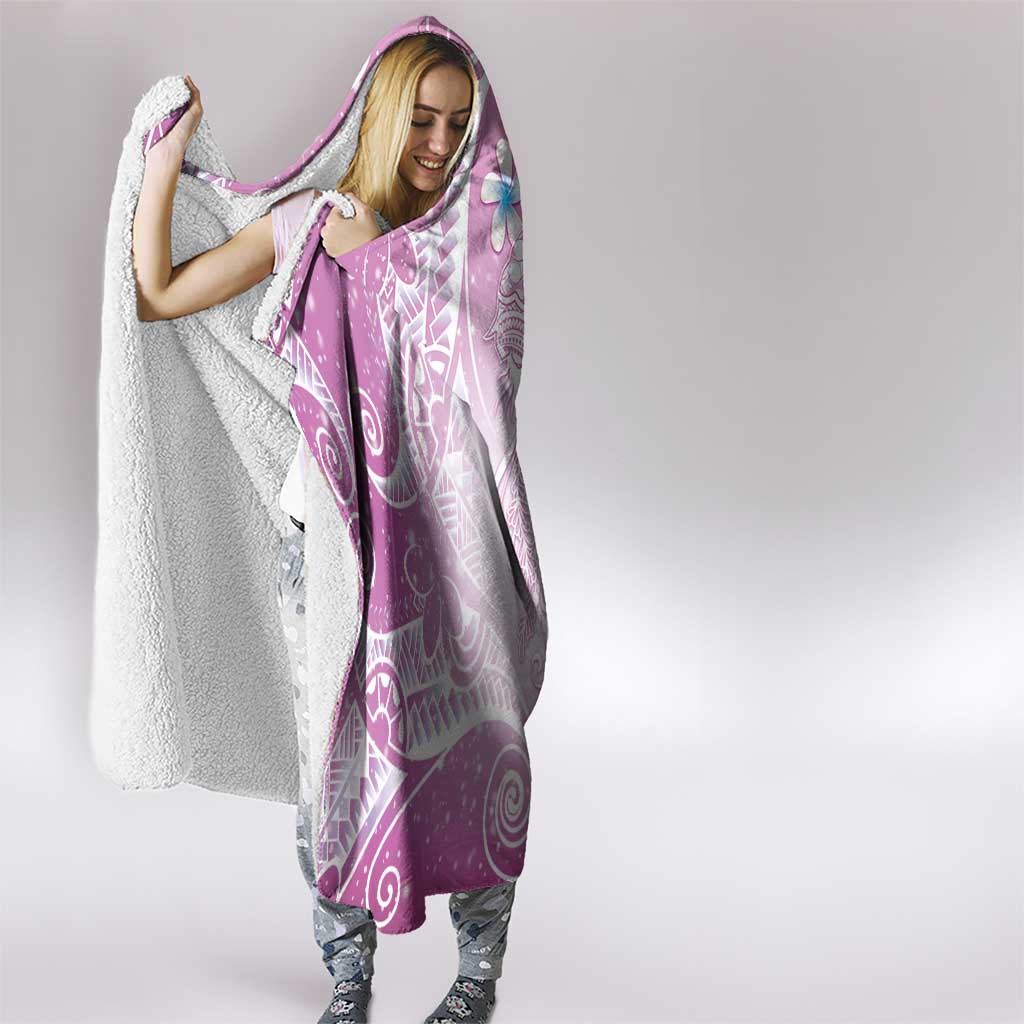 Polynesian Jellyfish Hooded Blanket With Plumeria Pink LT05 - Polynesian Pride