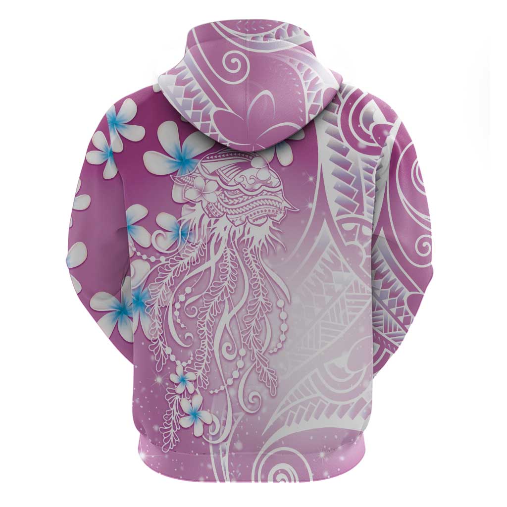 Polynesian Jellyfish Hoodie With Plumeria Pink LT05 - Polynesian Pride