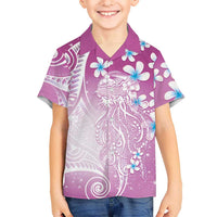 Polynesian Jellyfish Kid Hawaiian Shirt With Plumeria Pink LT05 Kid Pink - Polynesian Pride