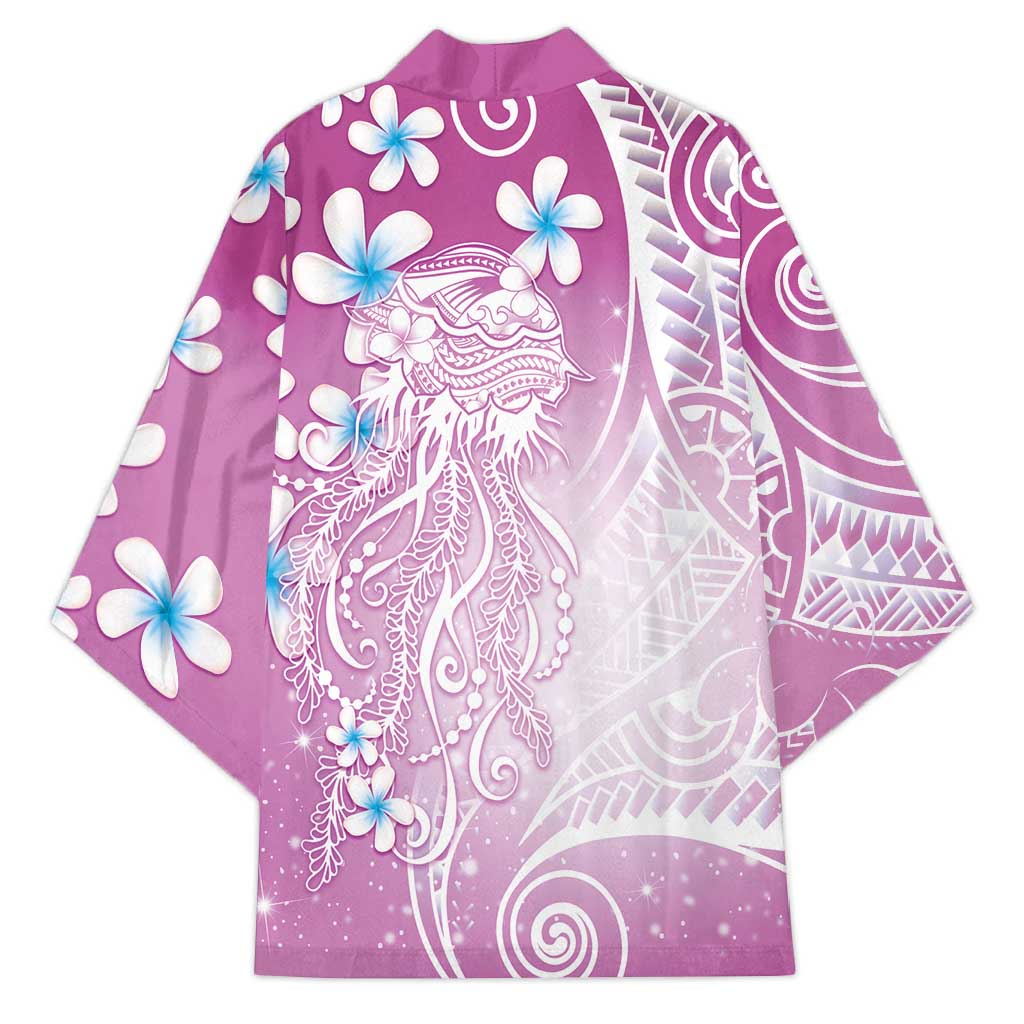 Polynesian Jellyfish Kimono With Plumeria Pink LT05 - Polynesian Pride