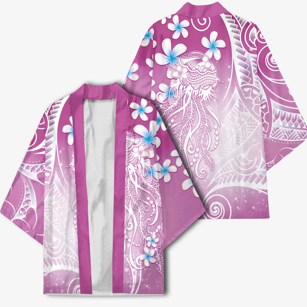 Polynesian Jellyfish Kimono With Plumeria Pink LT05 - Polynesian Pride