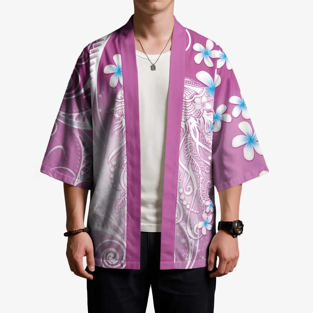 Polynesian Jellyfish Kimono With Plumeria Pink LT05 - Polynesian Pride