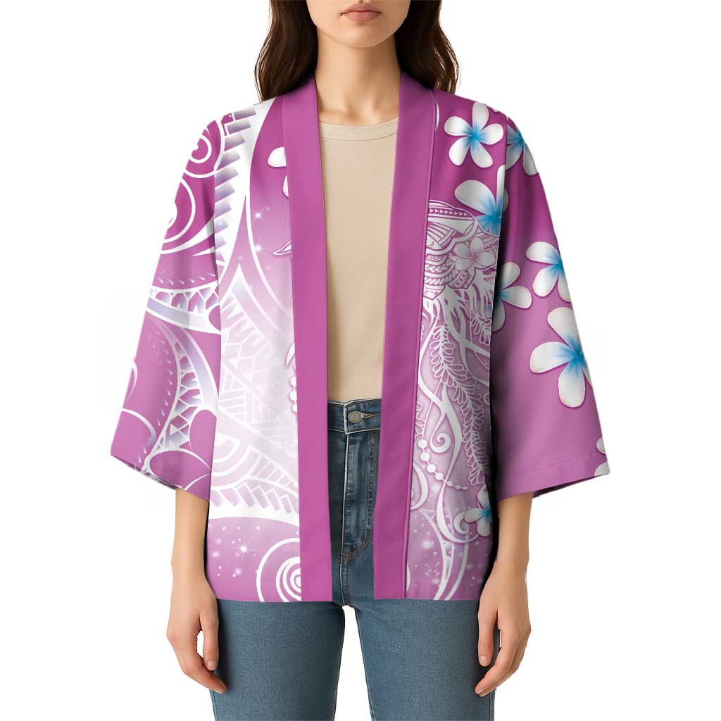 Polynesian Jellyfish Kimono With Plumeria Pink LT05 - Polynesian Pride