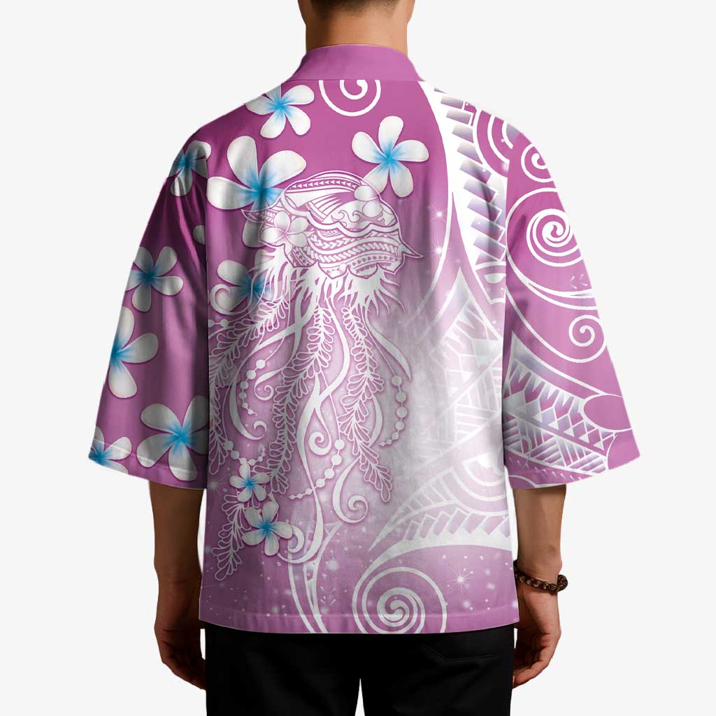 Polynesian Jellyfish Kimono With Plumeria Pink LT05 - Polynesian Pride