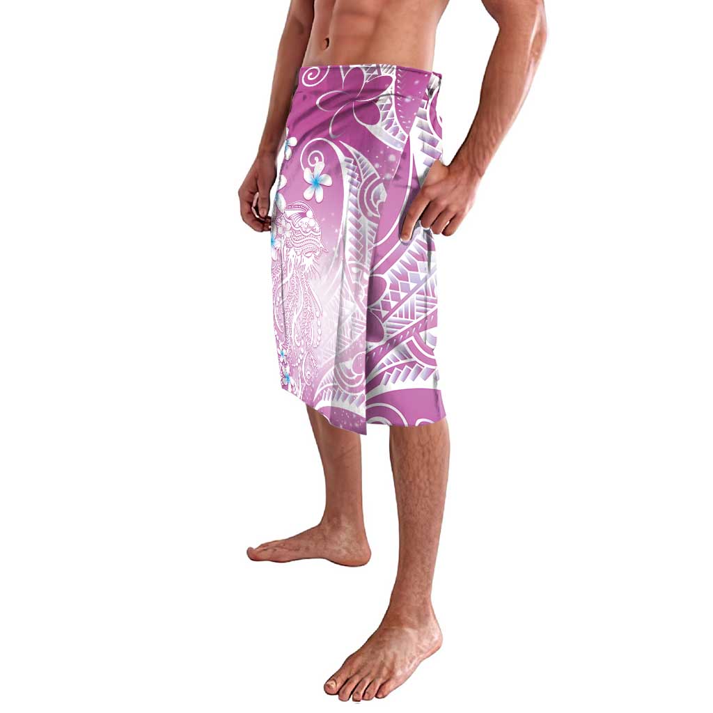 Polynesian Jellyfish Lavalava With Plumeria Pink LT05 - Polynesian Pride