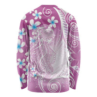 Polynesian Jellyfish Long Sleeve Shirt With Plumeria Pink LT05 - Polynesian Pride