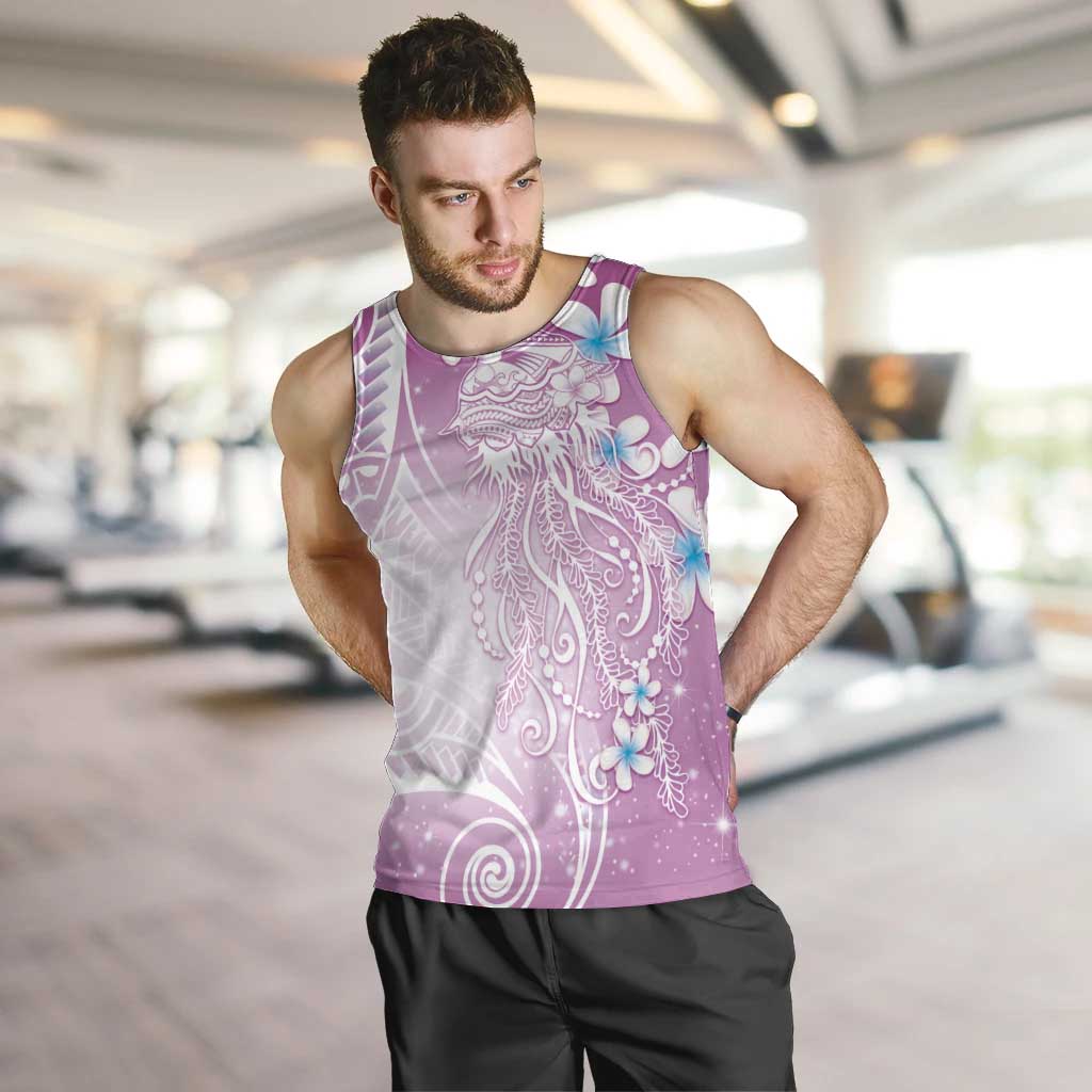 Polynesian Jellyfish Men Tank Top With Plumeria Pink LT05 Pink - Polynesian Pride