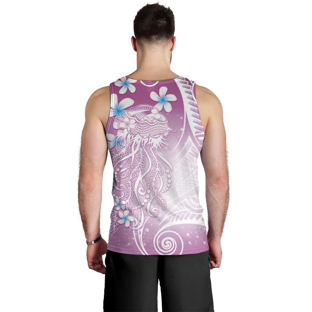 Polynesian Jellyfish Men Tank Top With Plumeria Pink LT05 - Polynesian Pride