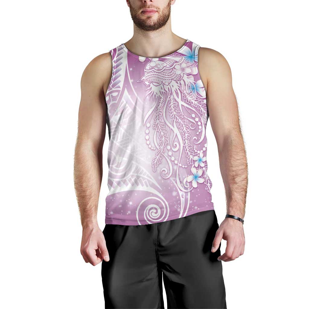 Polynesian Jellyfish Men Tank Top With Plumeria Pink LT05 - Polynesian Pride