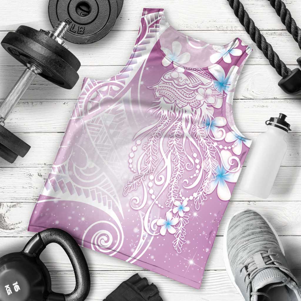 Polynesian Jellyfish Men Tank Top With Plumeria Pink LT05 - Polynesian Pride