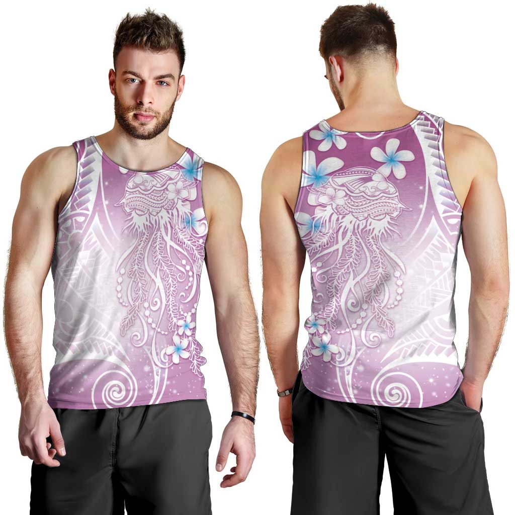 Polynesian Jellyfish Men Tank Top With Plumeria Pink LT05 - Polynesian Pride