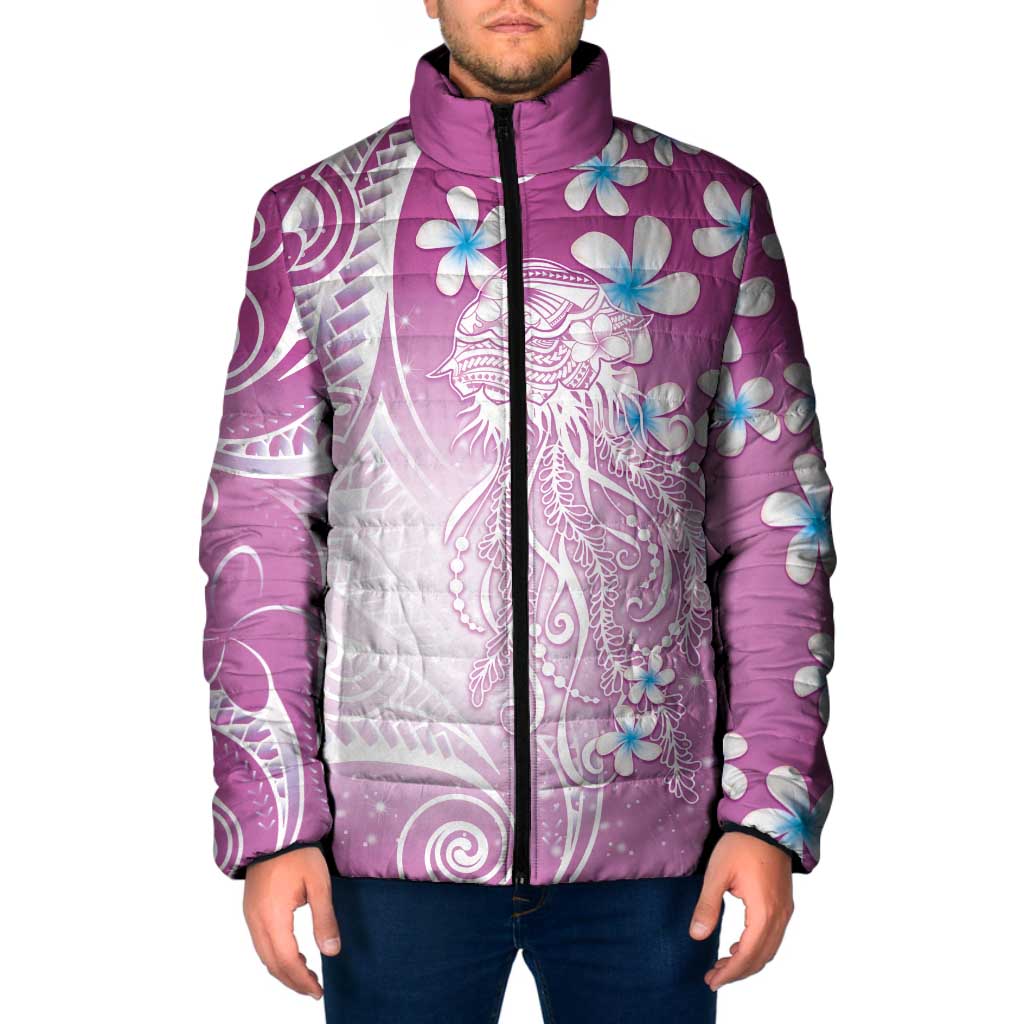 Polynesian Jellyfish Padded Jacket With Plumeria Pink LT05 Men Pink - Polynesian Pride