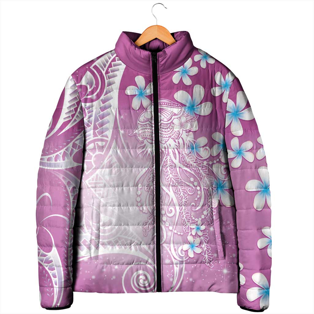 Polynesian Jellyfish Padded Jacket With Plumeria Pink LT05 - Polynesian Pride