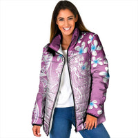 Polynesian Jellyfish Padded Jacket With Plumeria Pink LT05 Women Pink - Polynesian Pride