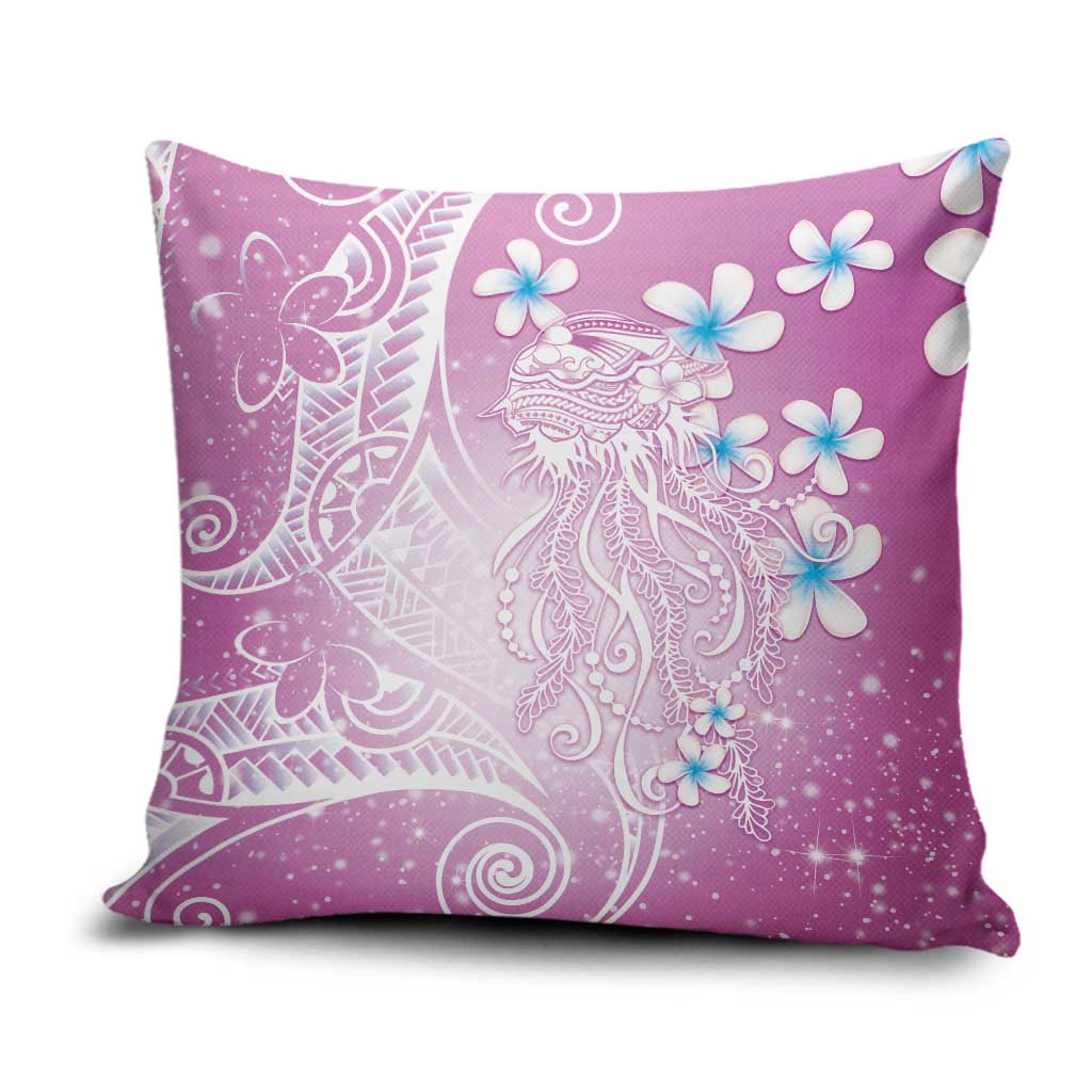 Polynesian Jellyfish Pillow Cover With Plumeria Pink LT05 Pink - Polynesian Pride