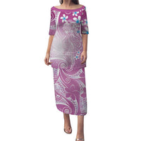 Polynesian Jellyfish Puletasi With Plumeria Pink LT05 Long Dress Pink - Polynesian Pride