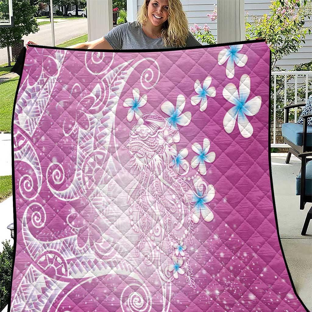 Polynesian Jellyfish Quilt With Plumeria Pink LT05 Pink - Polynesian Pride