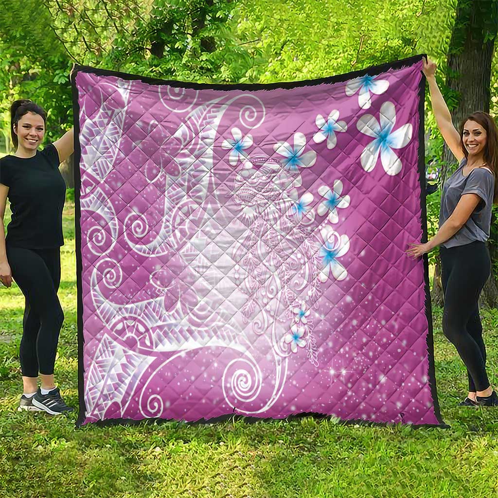 Polynesian Jellyfish Quilt With Plumeria Pink LT05 - Polynesian Pride