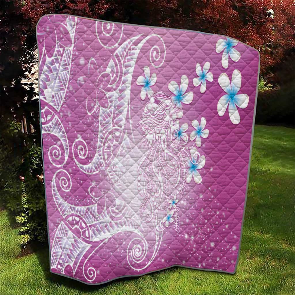 Polynesian Jellyfish Quilt With Plumeria Pink LT05 - Polynesian Pride