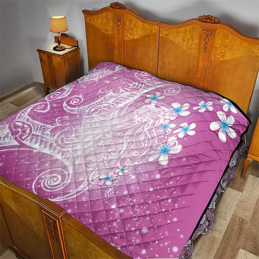 Polynesian Jellyfish Quilt With Plumeria Pink LT05 - Polynesian Pride
