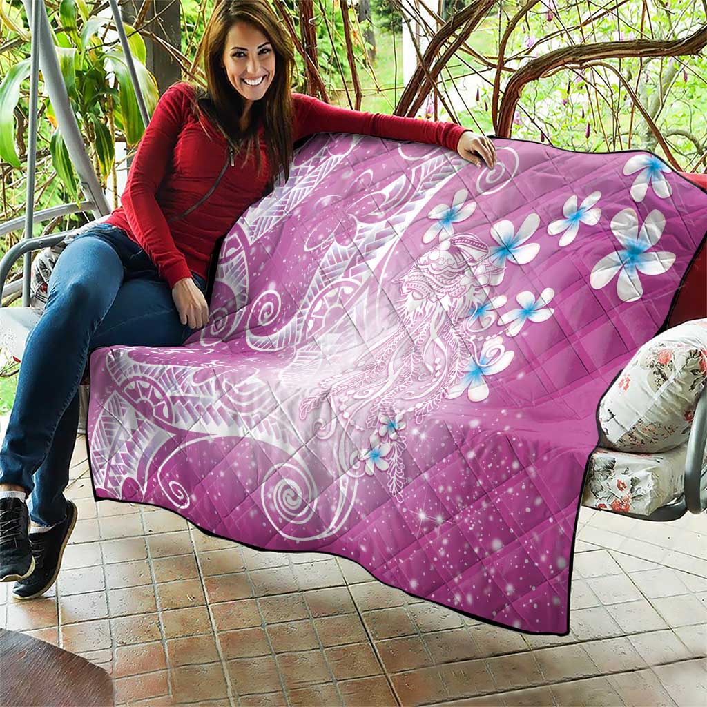 Polynesian Jellyfish Quilt With Plumeria Pink LT05 - Polynesian Pride