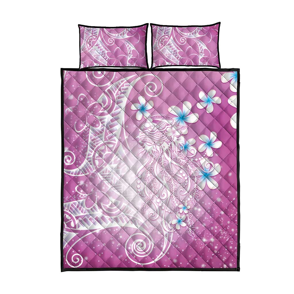 Polynesian Jellyfish Quilt Bed Set With Plumeria Pink LT05 - Polynesian Pride