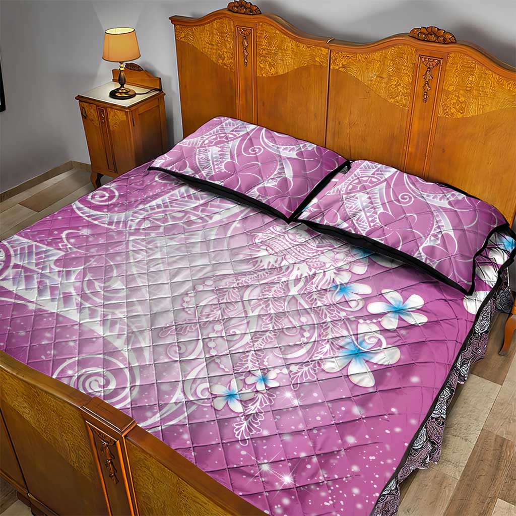 Polynesian Jellyfish Quilt Bed Set With Plumeria Pink LT05 - Polynesian Pride