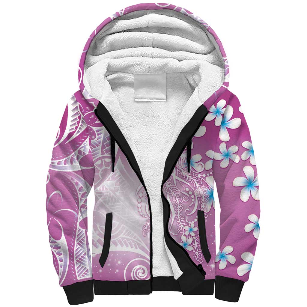 Polynesian Jellyfish Sherpa Hoodie With Plumeria Pink LT05 Unisex Pink - Polynesian Pride