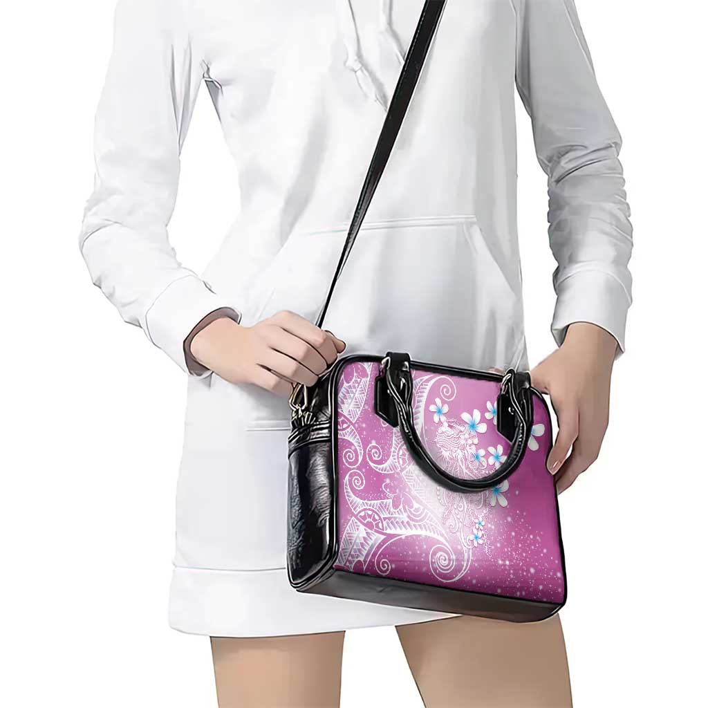 Polynesian Jellyfish Shoulder Handbag With Plumeria Pink LT05 - Polynesian Pride