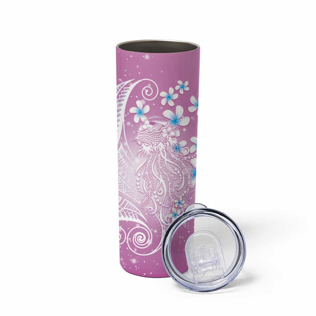Polynesian Jellyfish Skinny Tumbler With Plumeria Pink LT05 - Polynesian Pride