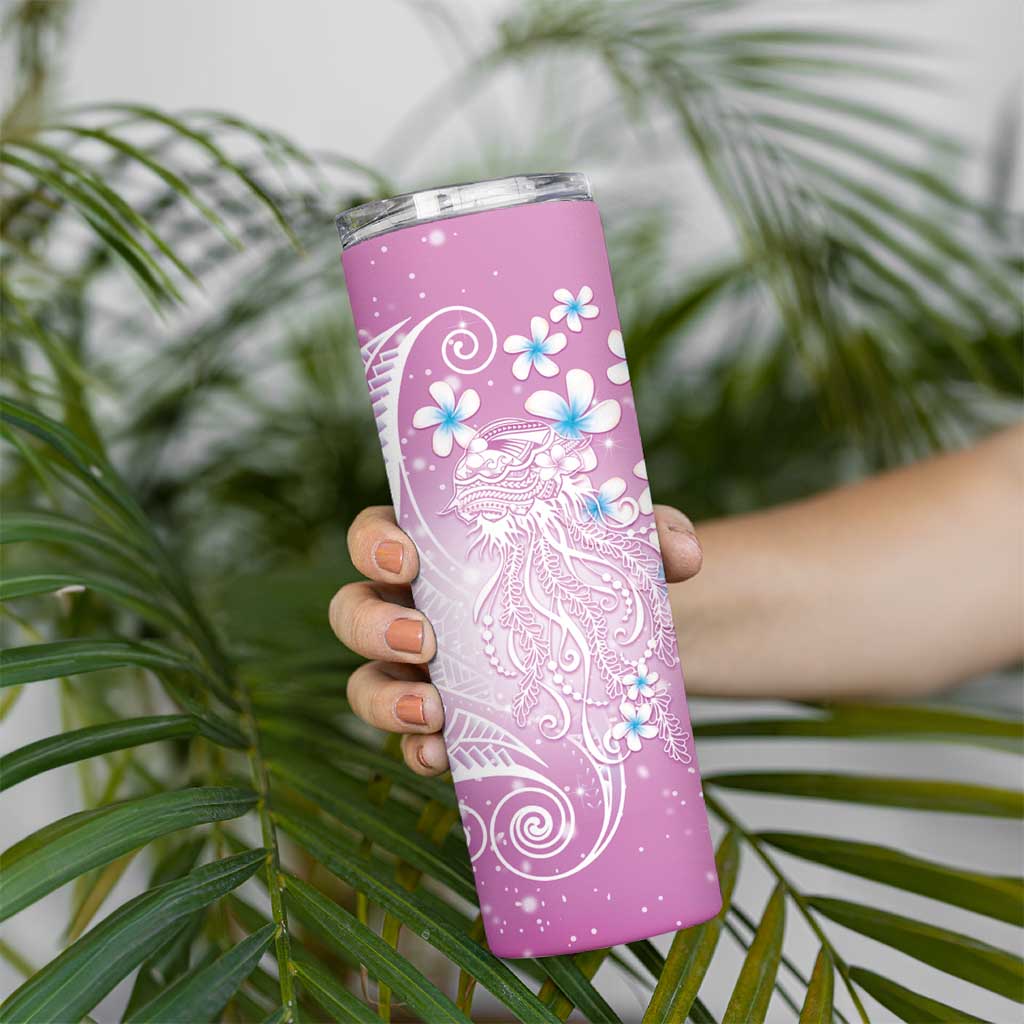Polynesian Jellyfish Skinny Tumbler With Plumeria Pink LT05 - Polynesian Pride