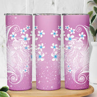 Polynesian Jellyfish Skinny Tumbler With Plumeria Pink LT05 - Polynesian Pride