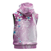 Polynesian Jellyfish Sleeveless Hoodie With Plumeria Pink LT05 - Polynesian Pride