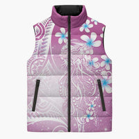 Polynesian Jellyfish Sleeveless Puffer Jacket With Plumeria Pink