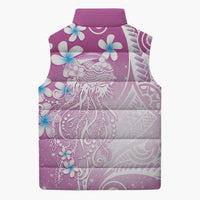 Polynesian Jellyfish Sleeveless Puffer Jacket With Plumeria Pink