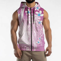 Polynesian Jellyfish Sleeveless Zip Hoodie With Plumeria Pink LT05 - Polynesian Pride