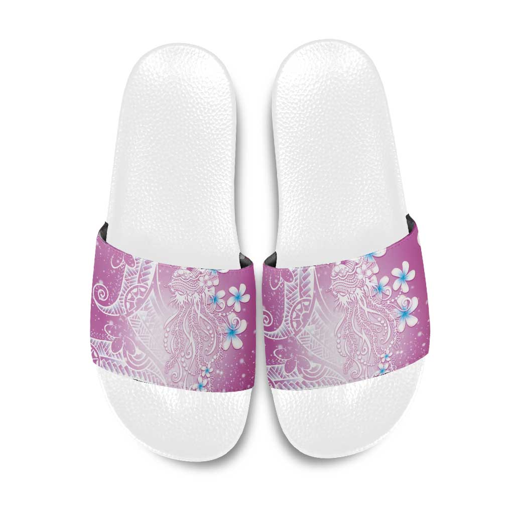 Polynesian Jellyfish Slide Sandals With Plumeria Pink LT05 Pink - Polynesian Pride