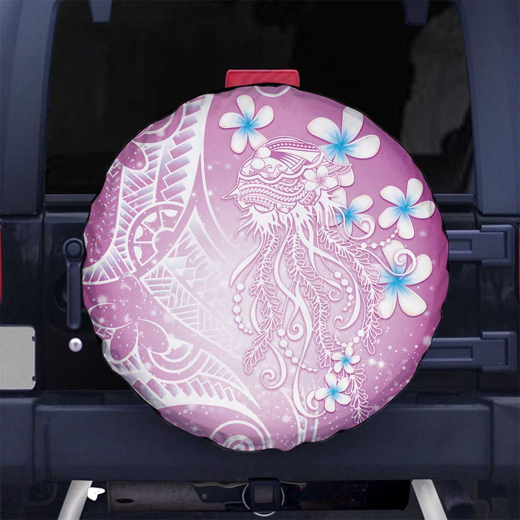 Polynesian Jellyfish Spare Tire Cover With Plumeria Pink LT05 No hole Pink - Polynesian Pride