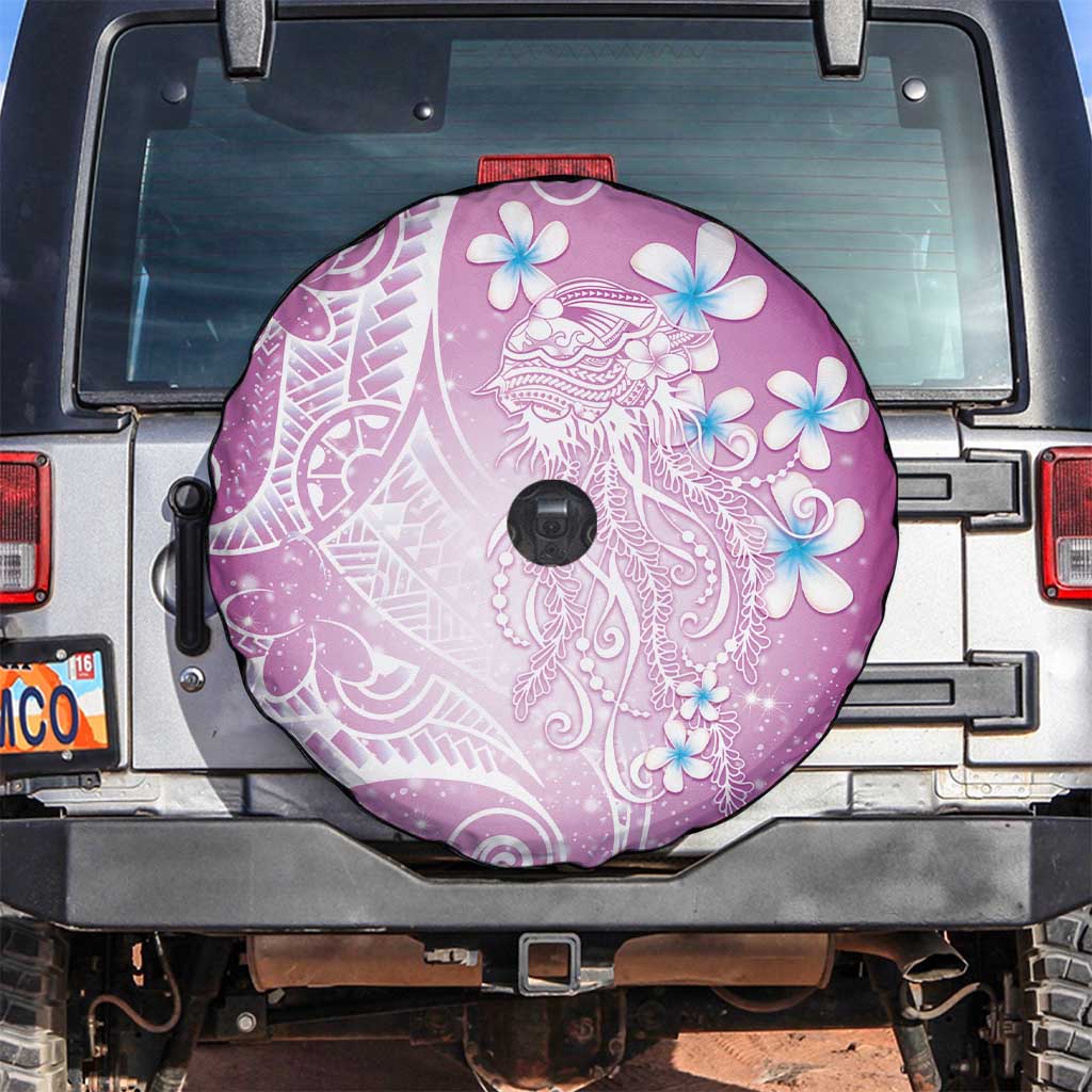 Polynesian Jellyfish Spare Tire Cover With Plumeria Pink LT05 Pink - Polynesian Pride